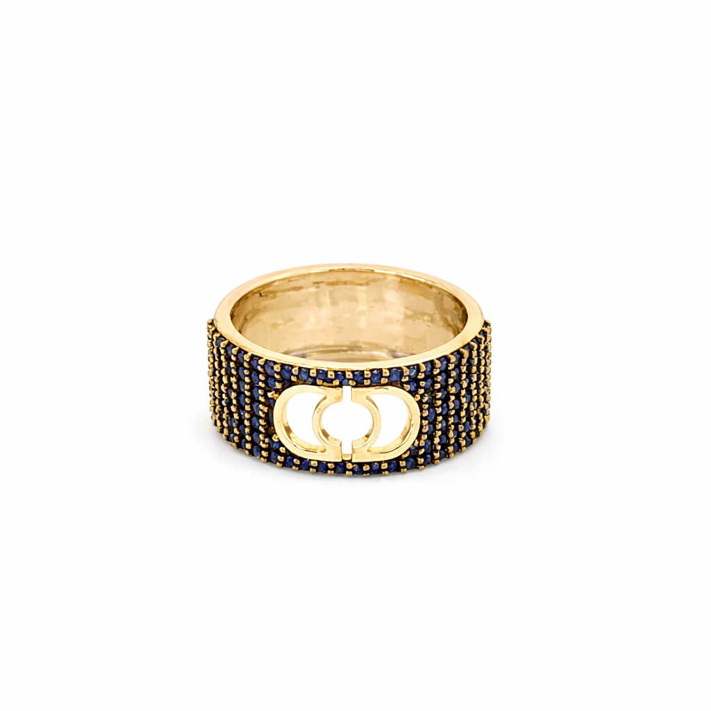 Gold ring with blue sapphire AMODORIA signature