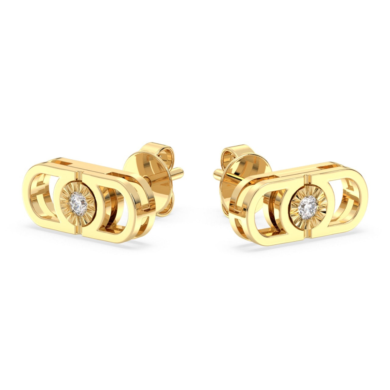 Златни обеци AMODORIA Signature с диамант