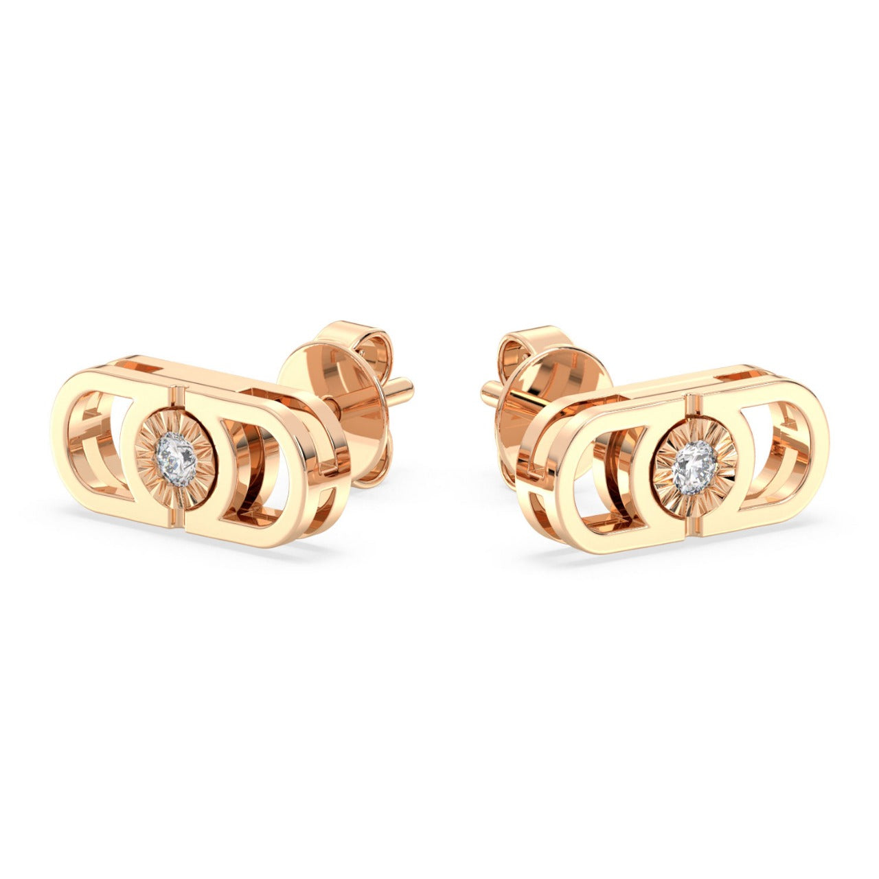 Златни обеци AMODORIA Signature с диамант