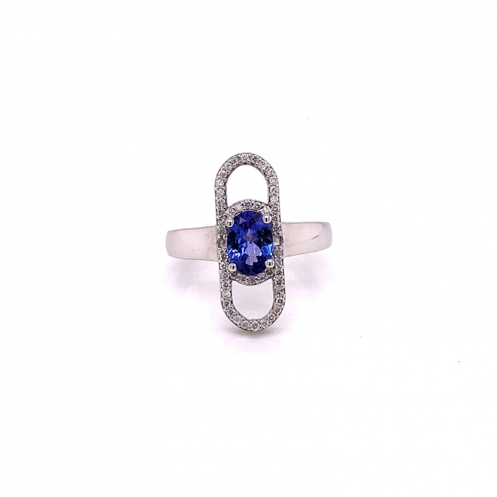 Златен пръстен с танзанит и диаманти