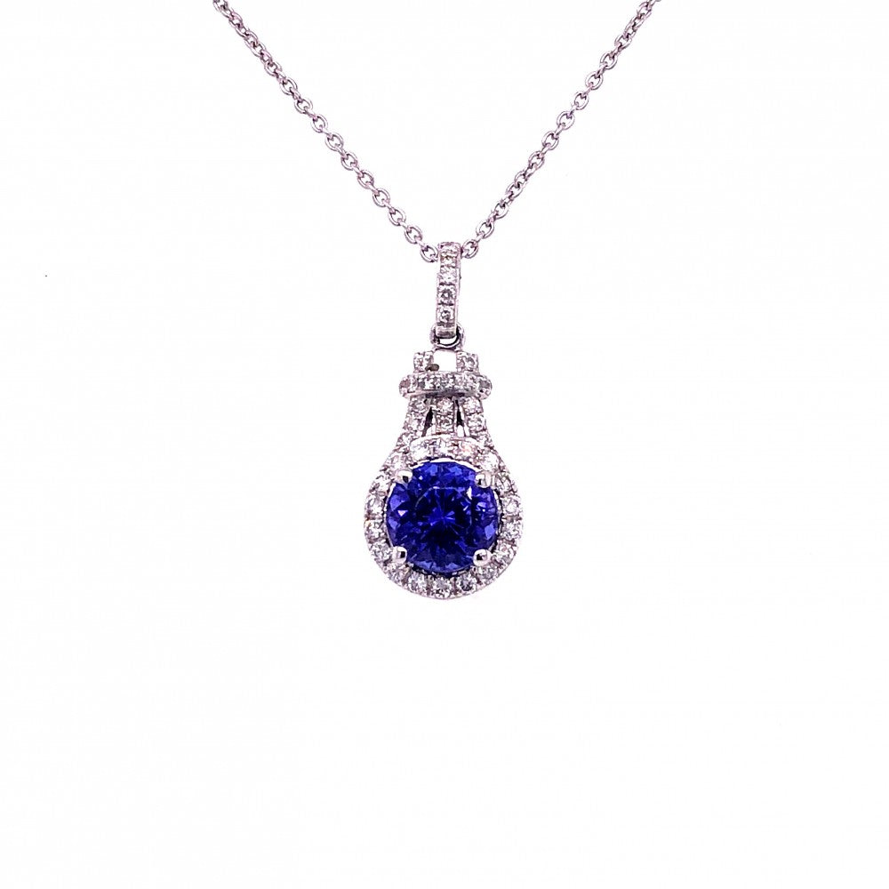 Златна висулка с танзанит и диаманти