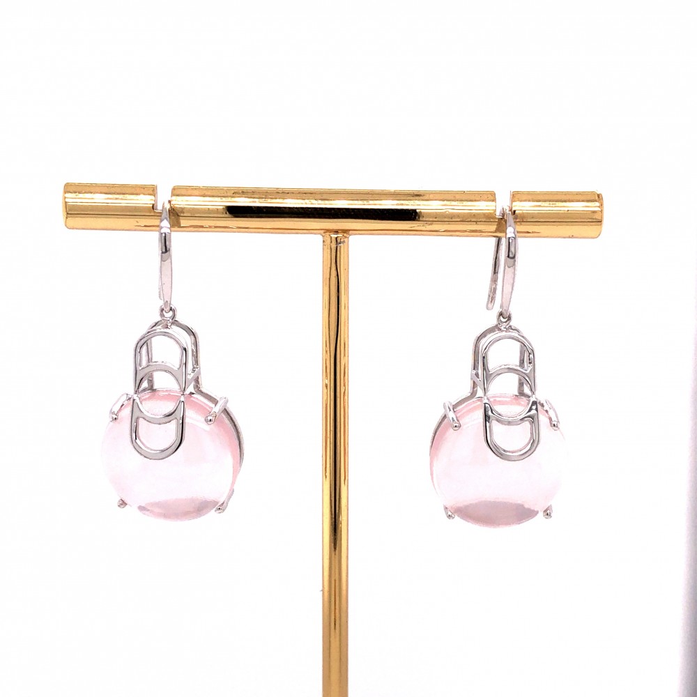 Златни обеци с розов кварц AMODORIA