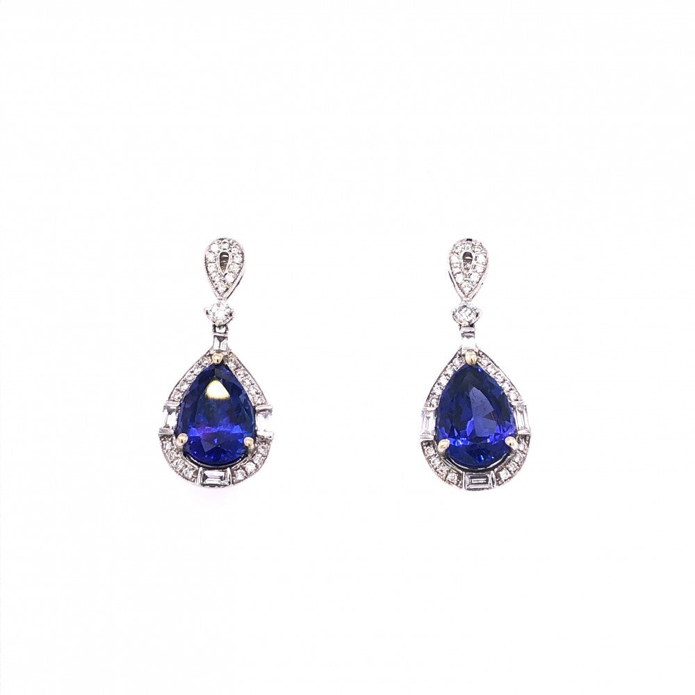 Златни обеци с танзанит и диаманти